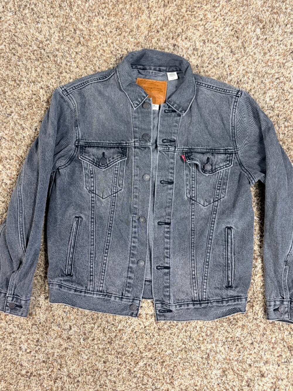 Levi's men's trucker jacket - Size S - Preowned - Faded Grey Wash Color  - 2207